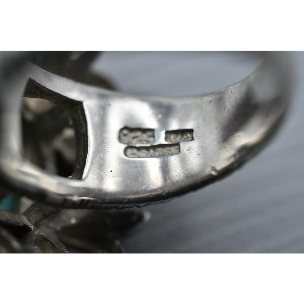 Vintage Studio Barse 925 Sterling Silver Turquoise Coral Statement Ring 18.85g - Picture 9 of 11